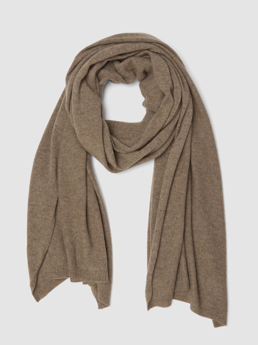 Beige pure cashmere scarf_0