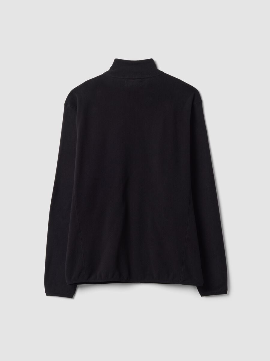 Felpa nera con colletto e zip regular fit in pile_2
