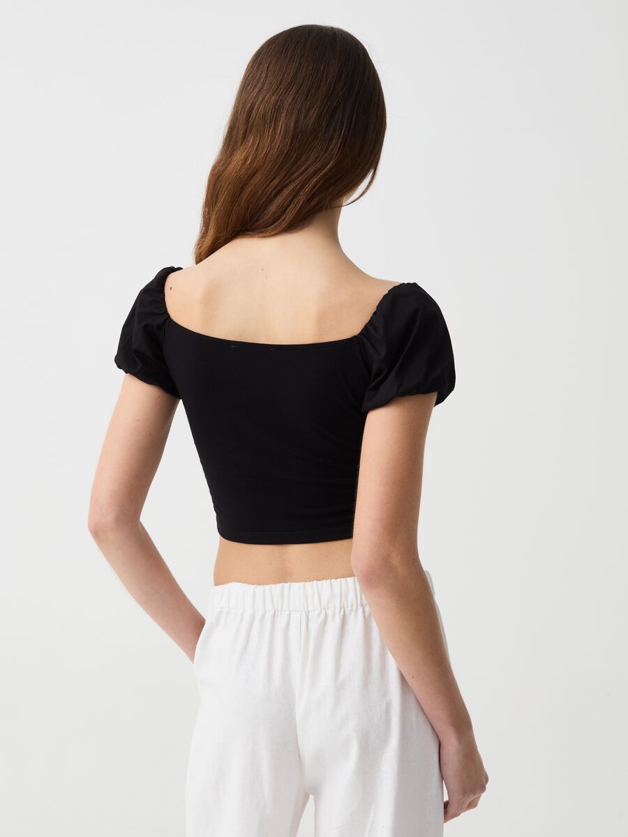 Crop T-shirt with puff sleeves_2