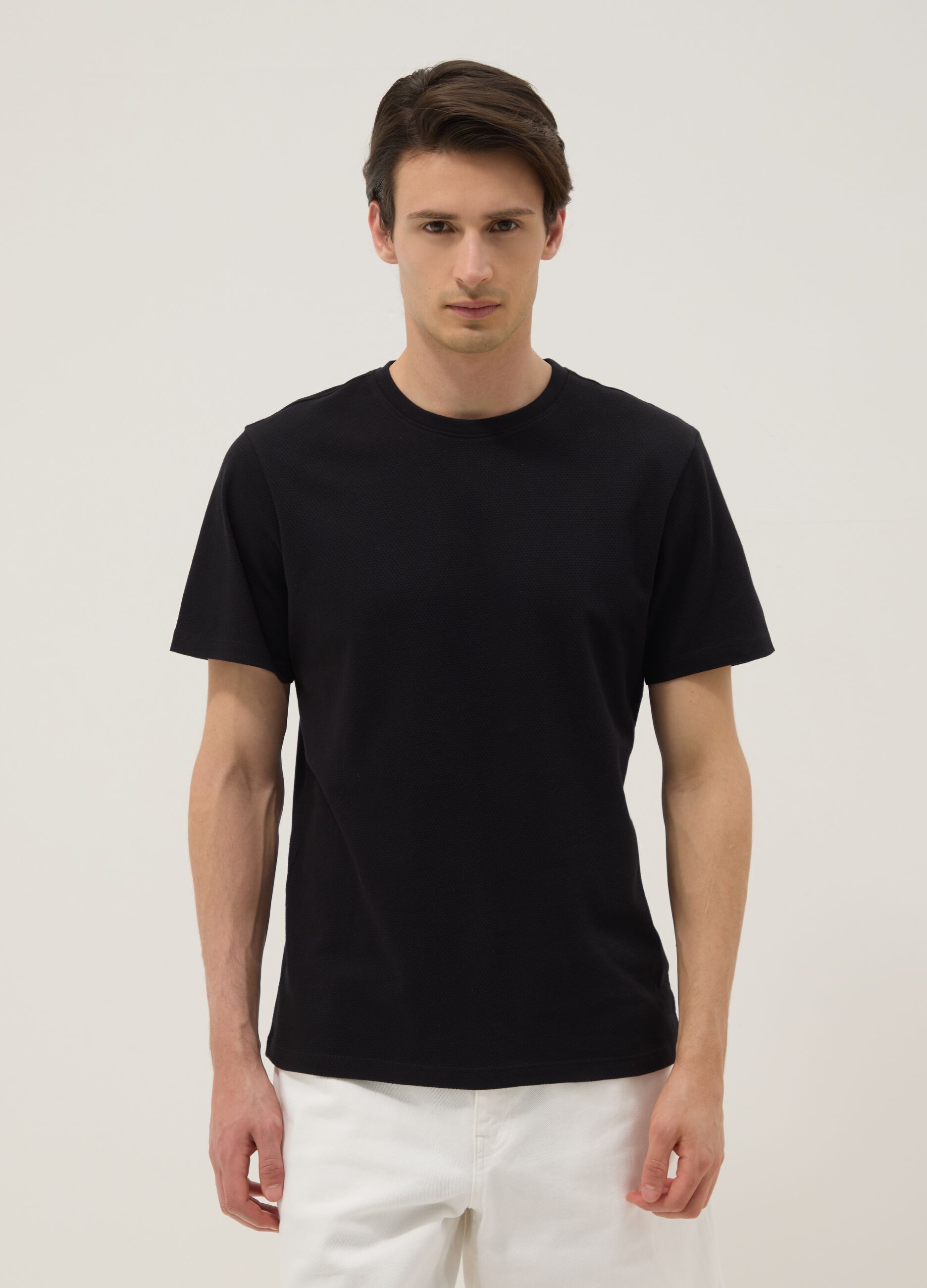 Black pure cotton short-sleeve T-shirt