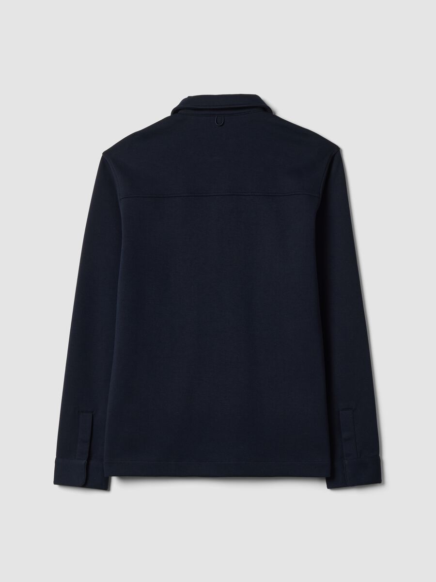 Breathable blue cotton-blend sweatshirt with regular-fit collar_2