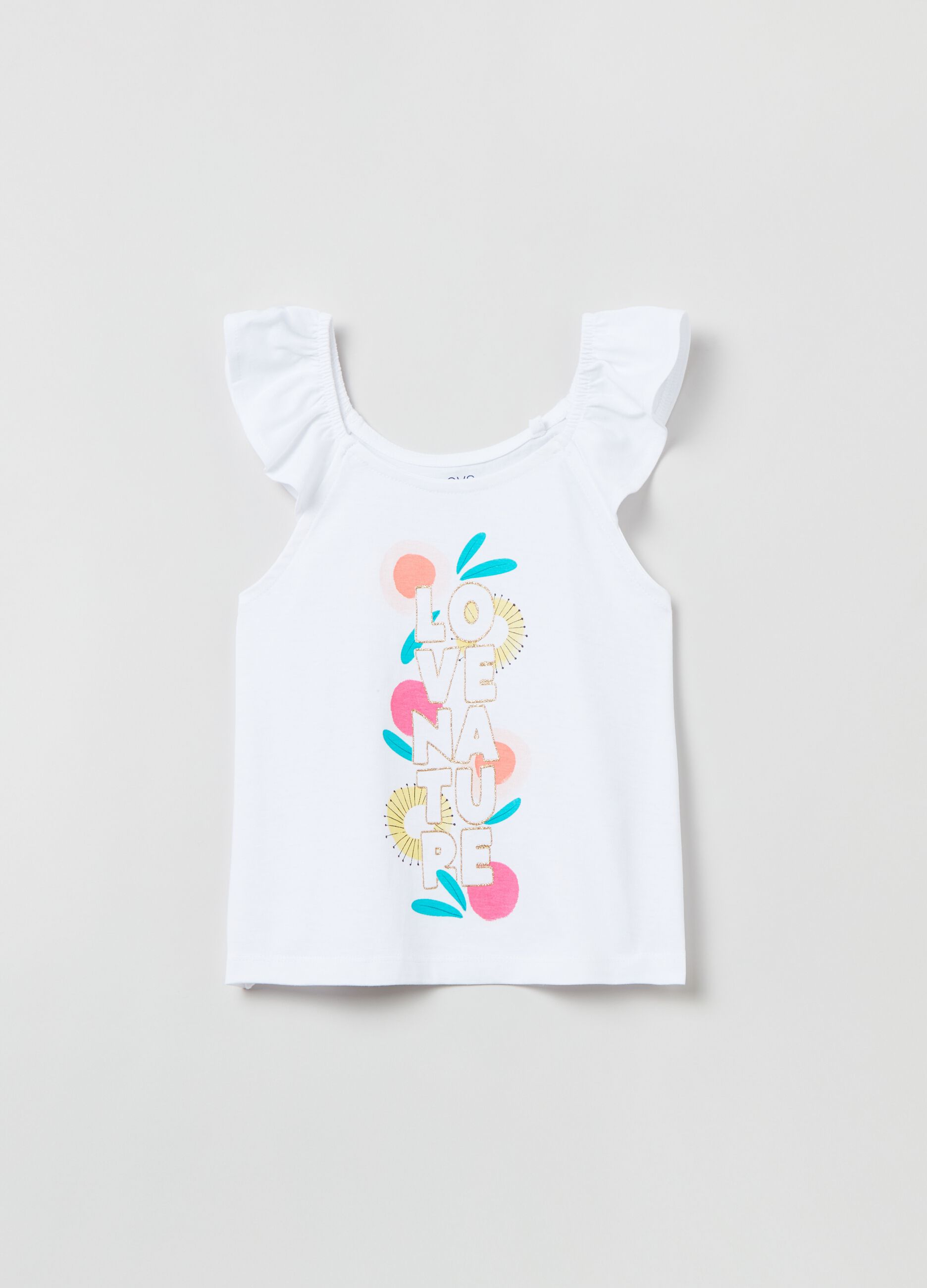 Tank top with print and ruffles