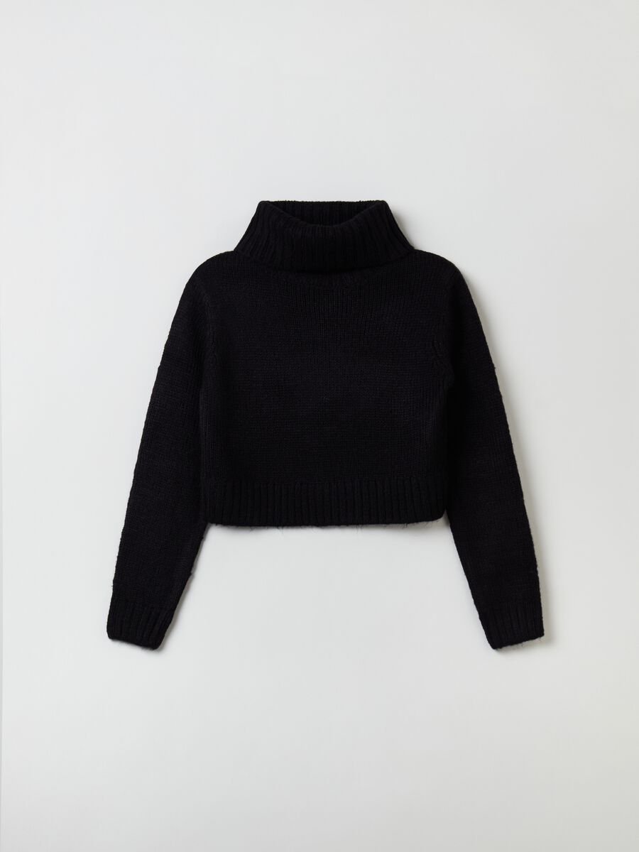 Cropped pullover with high neck_0