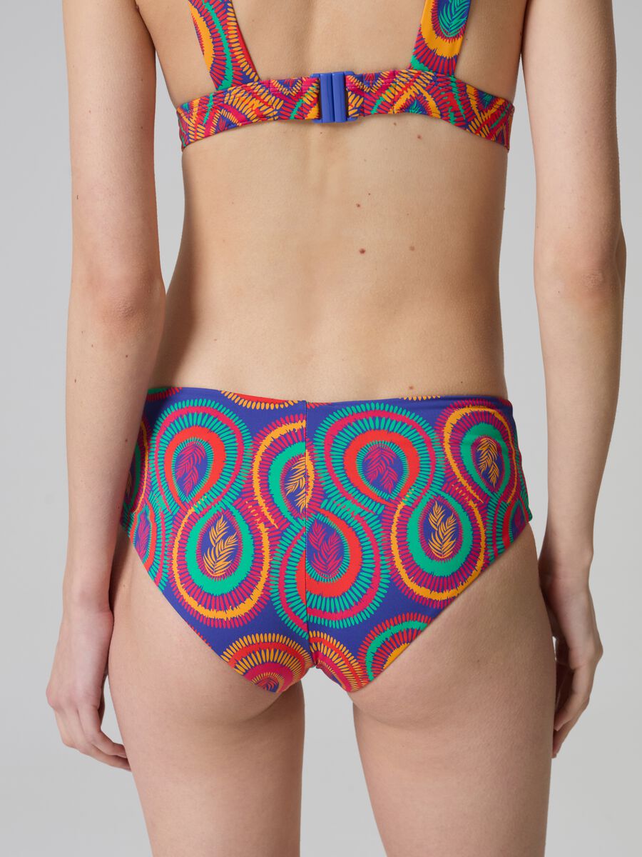 High-waist bikini bottoms with tropical print_2