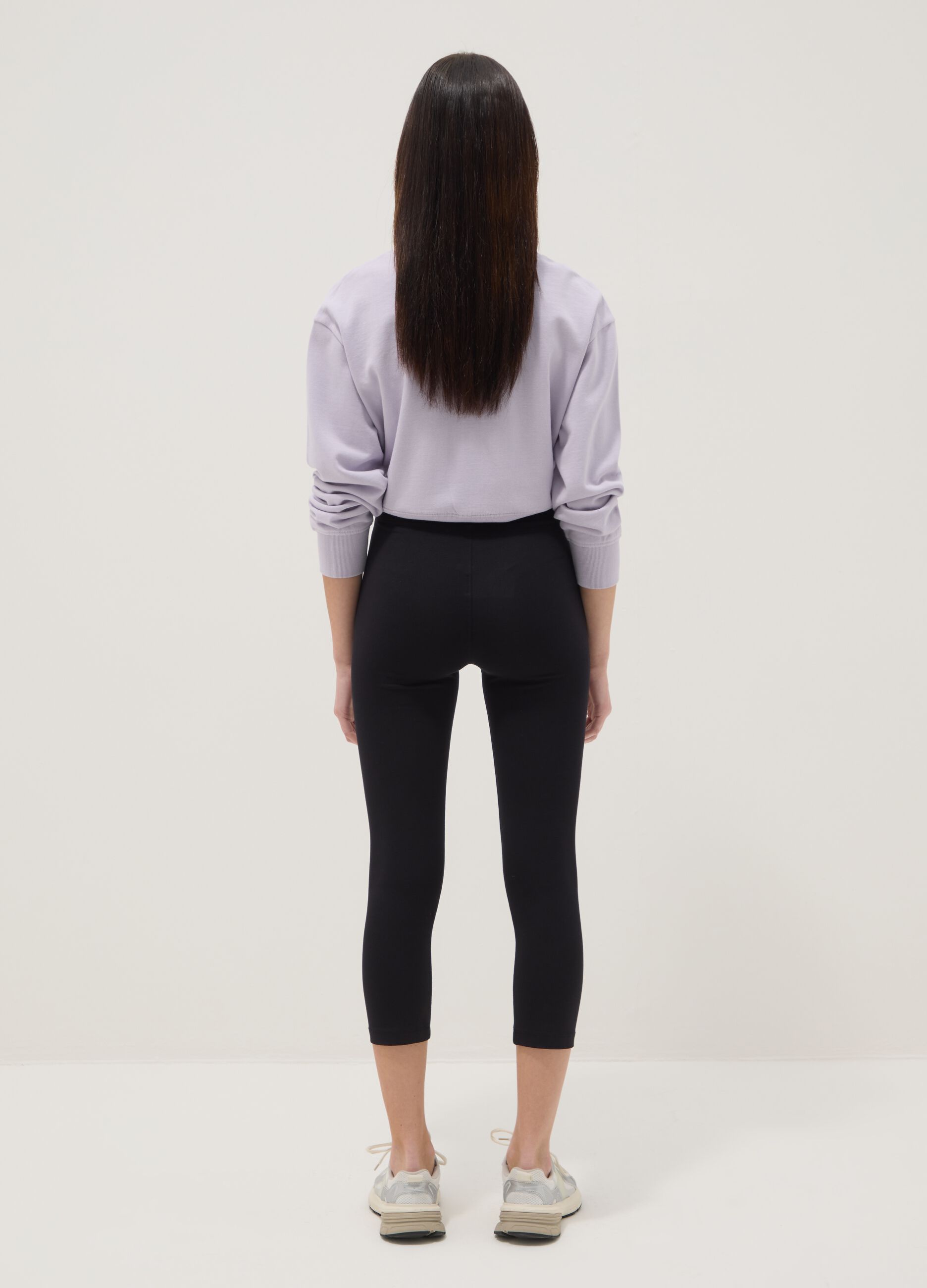 Girls' black cotton blend skinny leggings