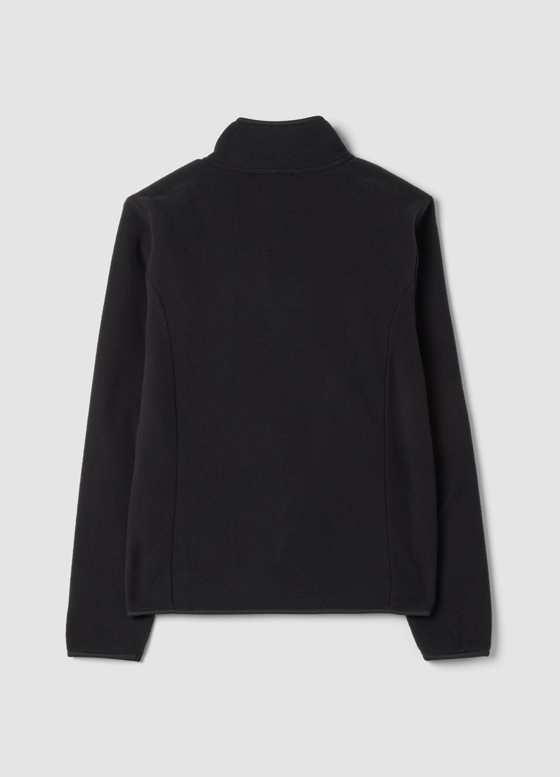 Felpa nera con girocollo e zip