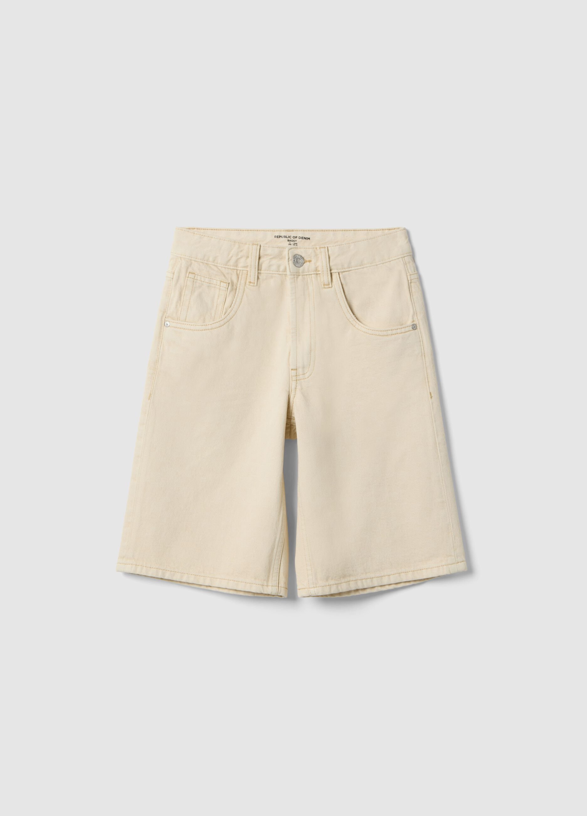 Boys' Beige Pure Cotton Baggy Shorts