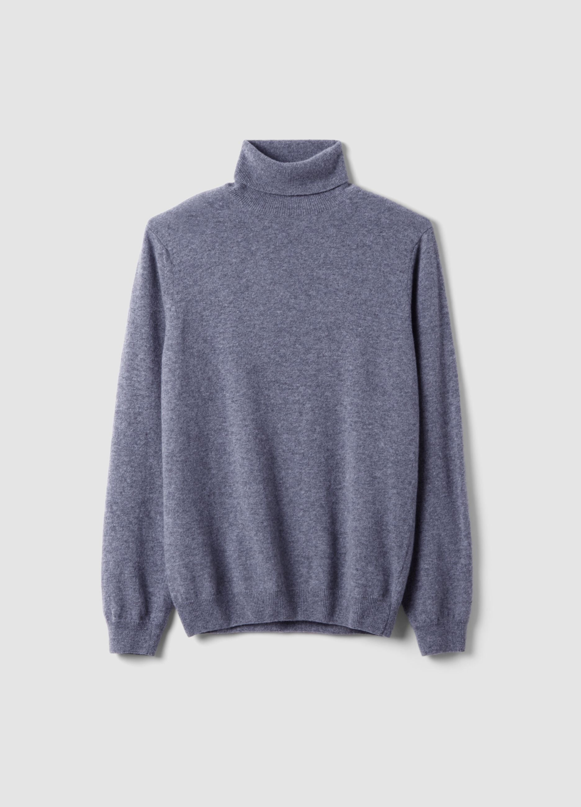 Grey marl pure wool roll-neck jumper, regular fit