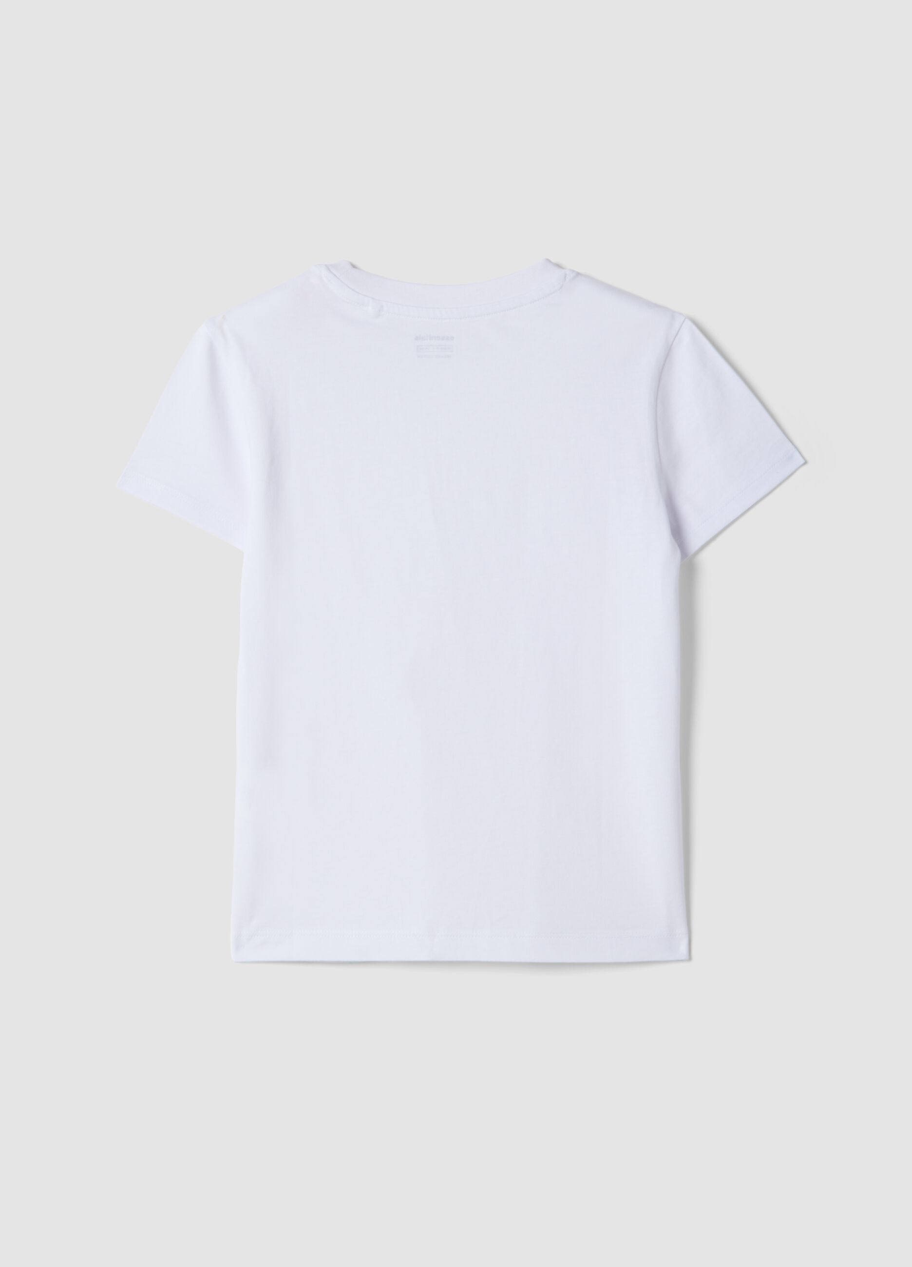 T-shirt branca de algod&atilde;o puro para rapariga, corte regular