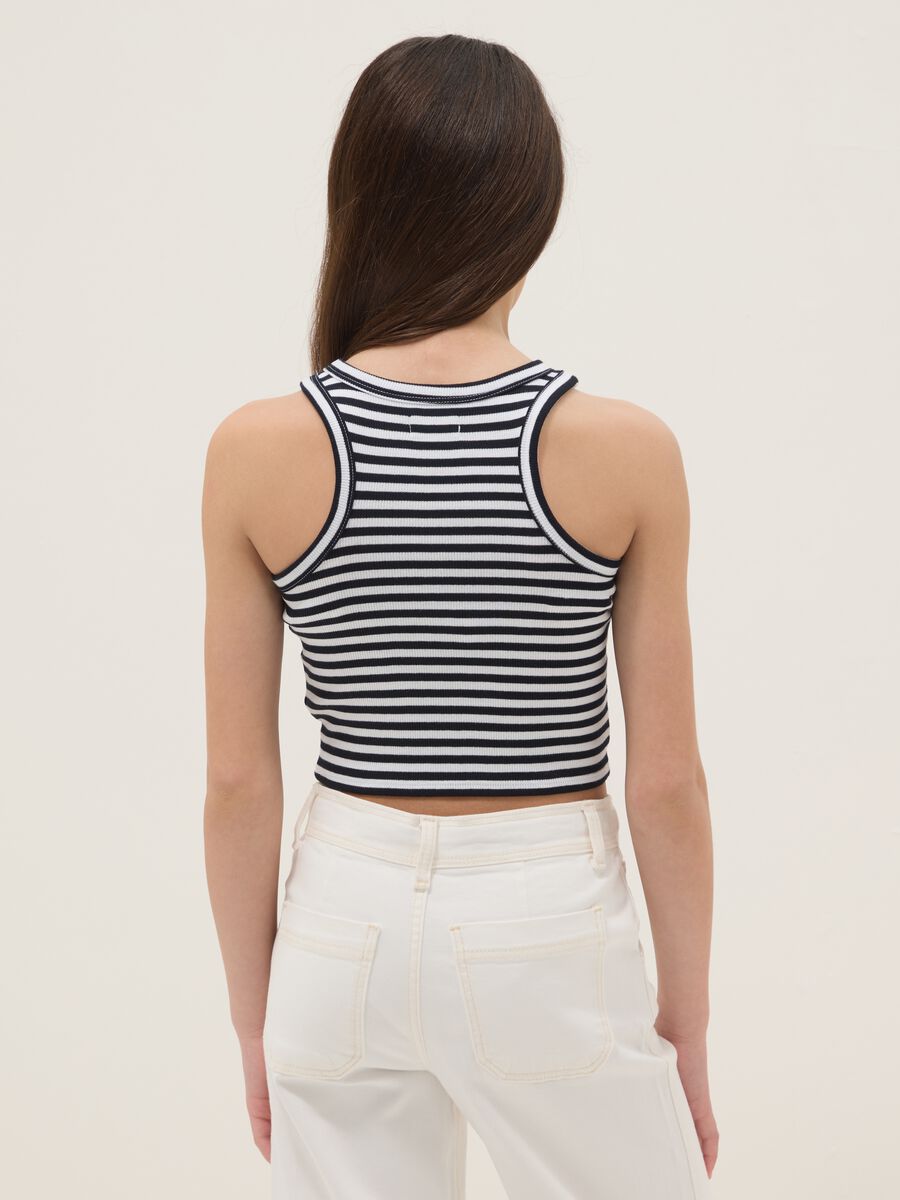 Girls' fitted multicolour striped stretch cotton vest_2