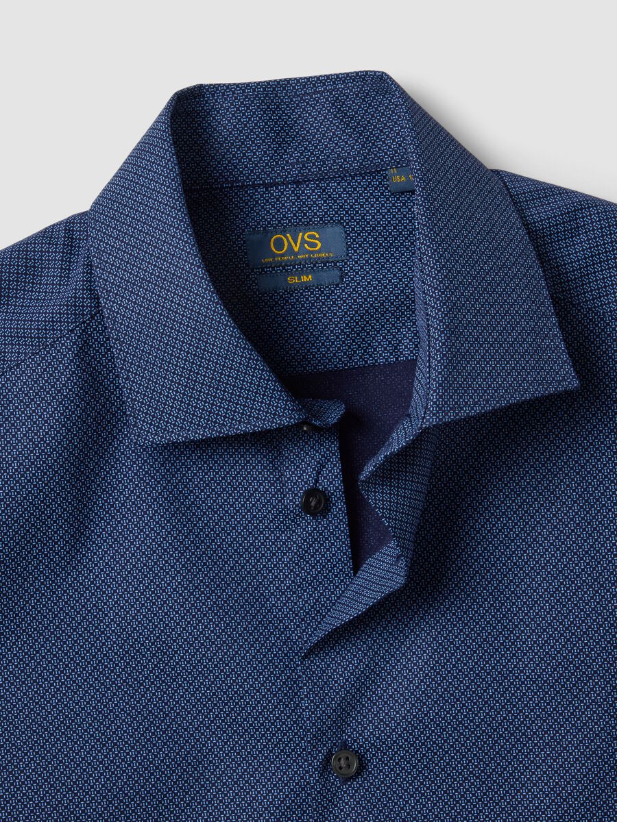 Blue slim-fit stretch cotton poplin shirt_6