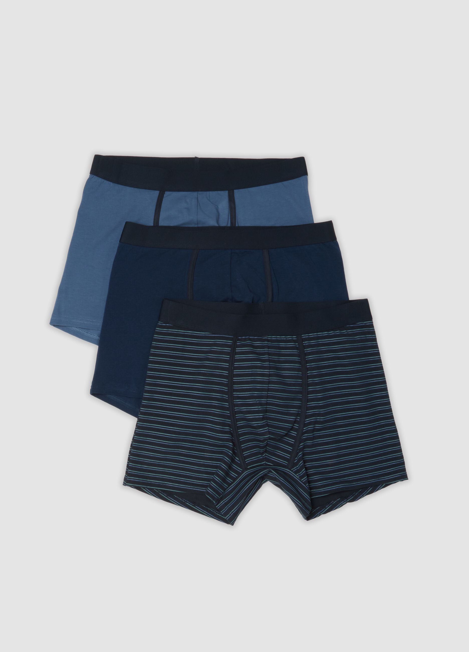 Pack de 3 b&oacute;xers midi azules de algod&oacute;n org&aacute;nico el&aacute;stico