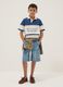 Light blue cargo shorts in stretch cotton denim_0