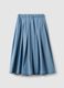 Long light blue skirt in pure cotton with pleats_4