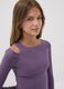 Purple stretch organic cotton cut-out T-shirt for girls_0