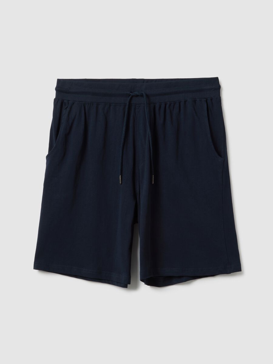 Blue pyjama shorts in pure cotton regular fit_4