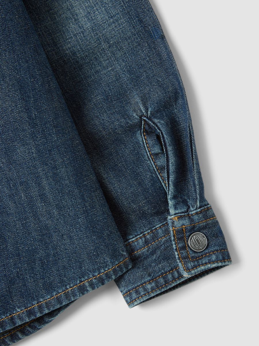 Blue pure cotton shirt with classic collar for boys_3