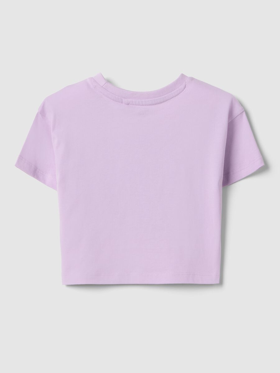 Girls' violet pure cotton boxy fit T-shirt with print_1