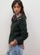 Green ribbed viscose-blend top with collar_0