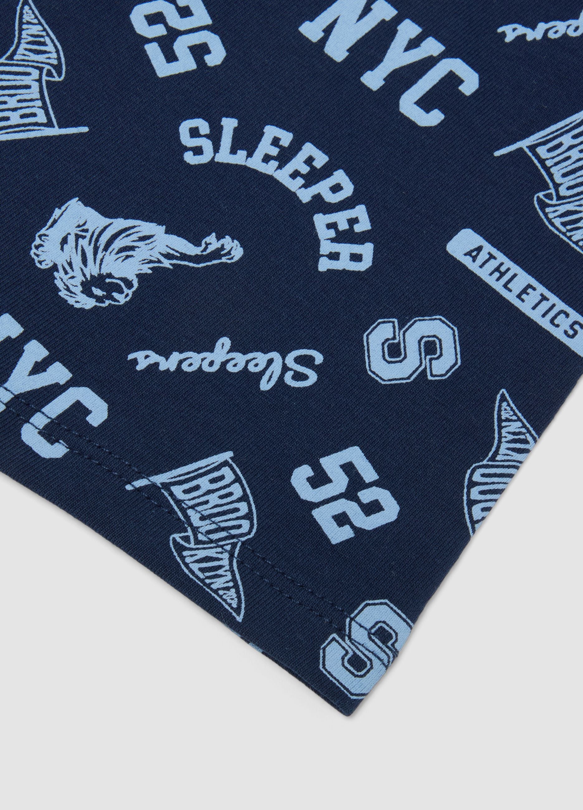 Boxer midi blu in cotone organico elasticizzato con stampa per bambino e ragazzo