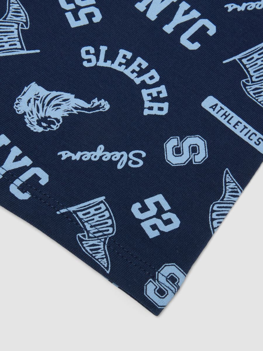 Boxer midi blu in cotone organico elasticizzato con stampa per bambino e ragazzo_3