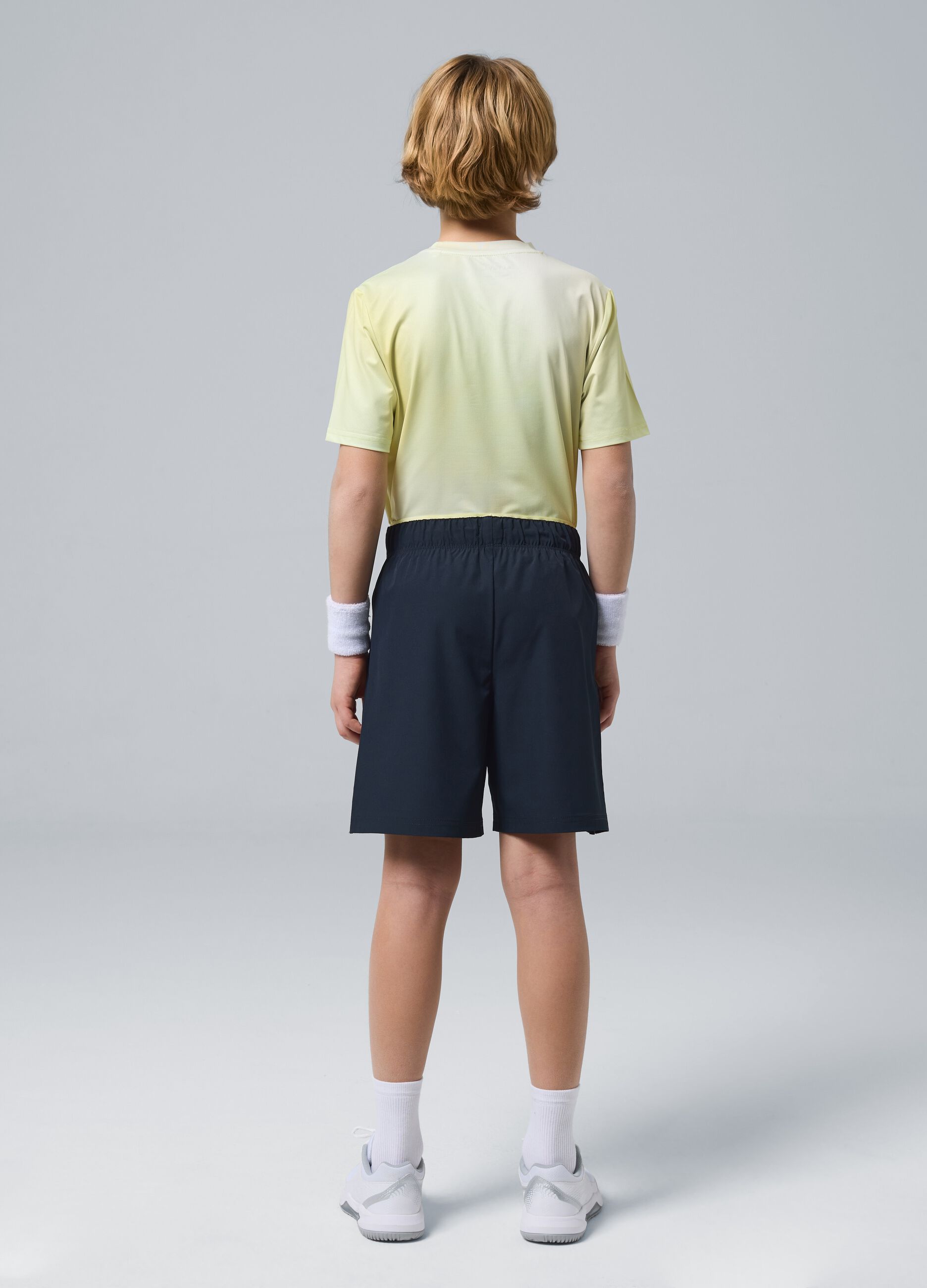Black ALTAVIA COURT sports shorts in stretchy technical fabric for boys