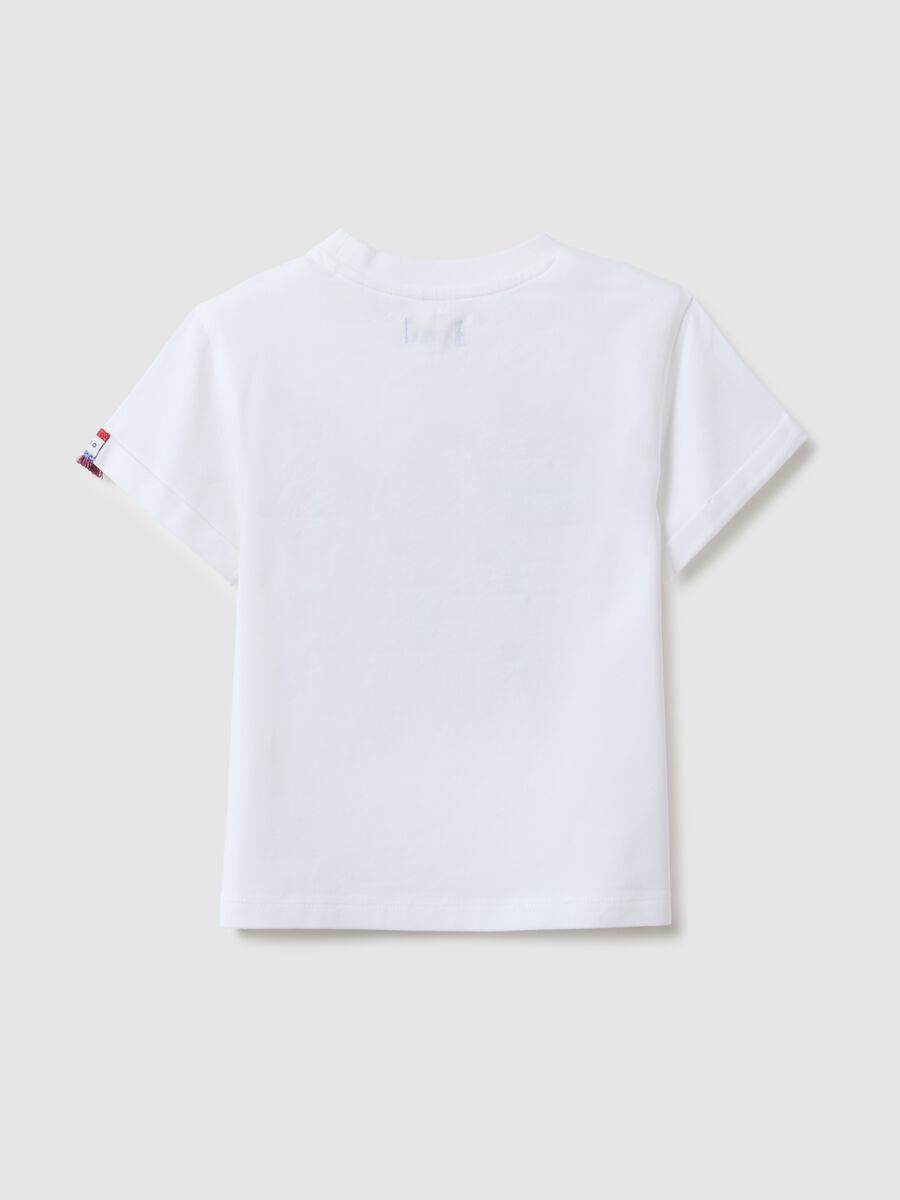 T-shirt en coton stretch blanc pour fille, coupe regular fit avec imprim&eacute;_1