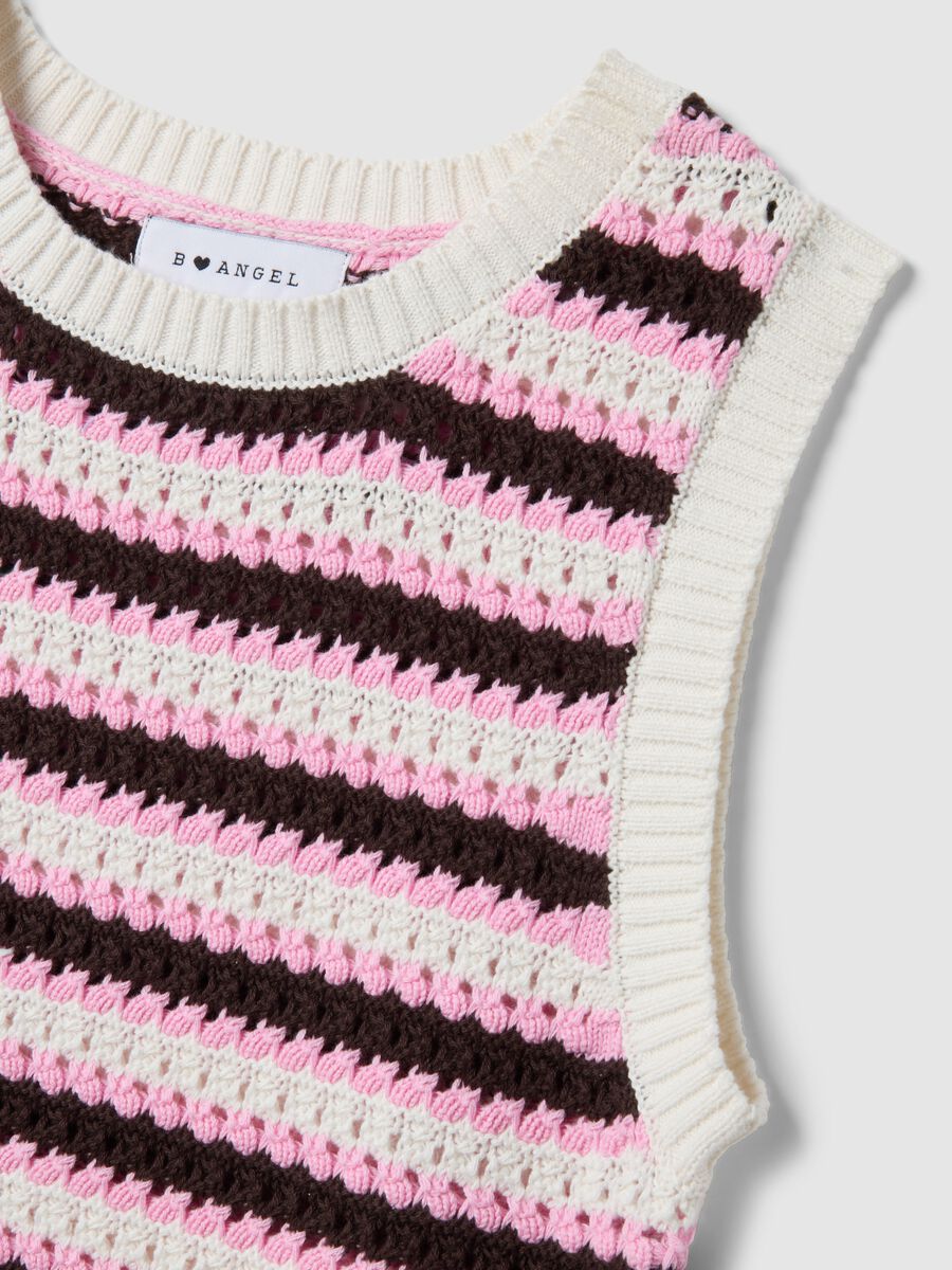 Regular fit multicolour striped pure cotton tank top_5