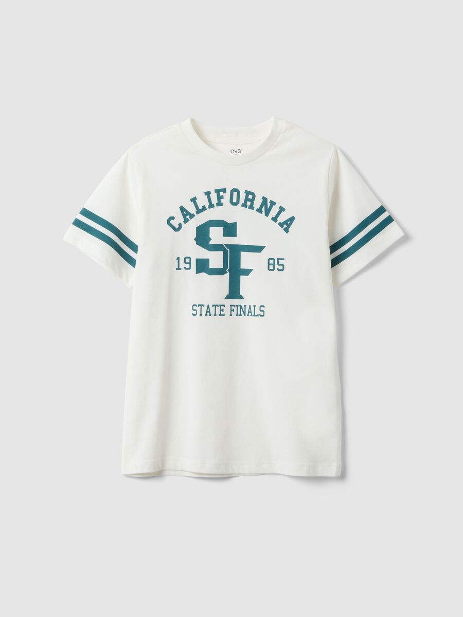 White pure cotton boys&rsquo; T-shirt with graphic details, regular fit_3