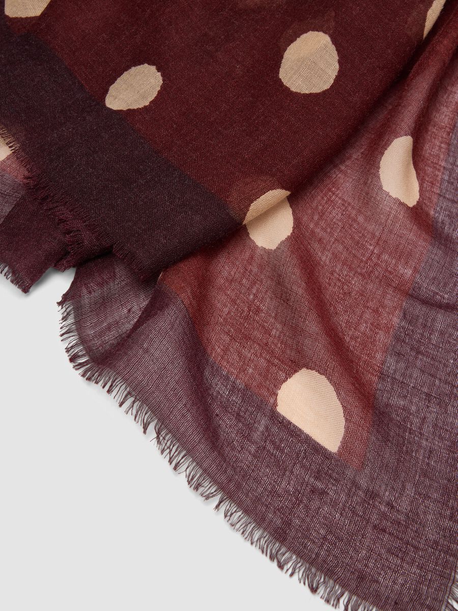 Brown polka-dot wool-blend scarf_2
