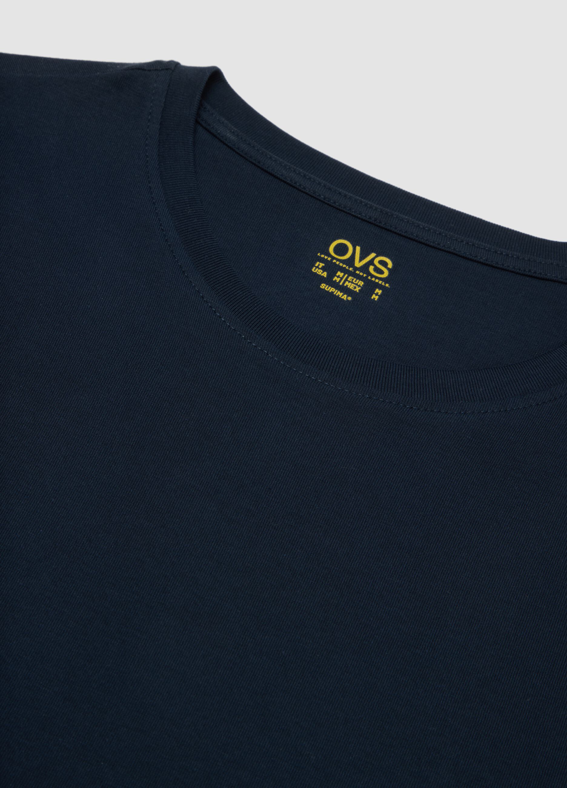 Blue regular-fit Supima cotton crew-neck T-shirt
