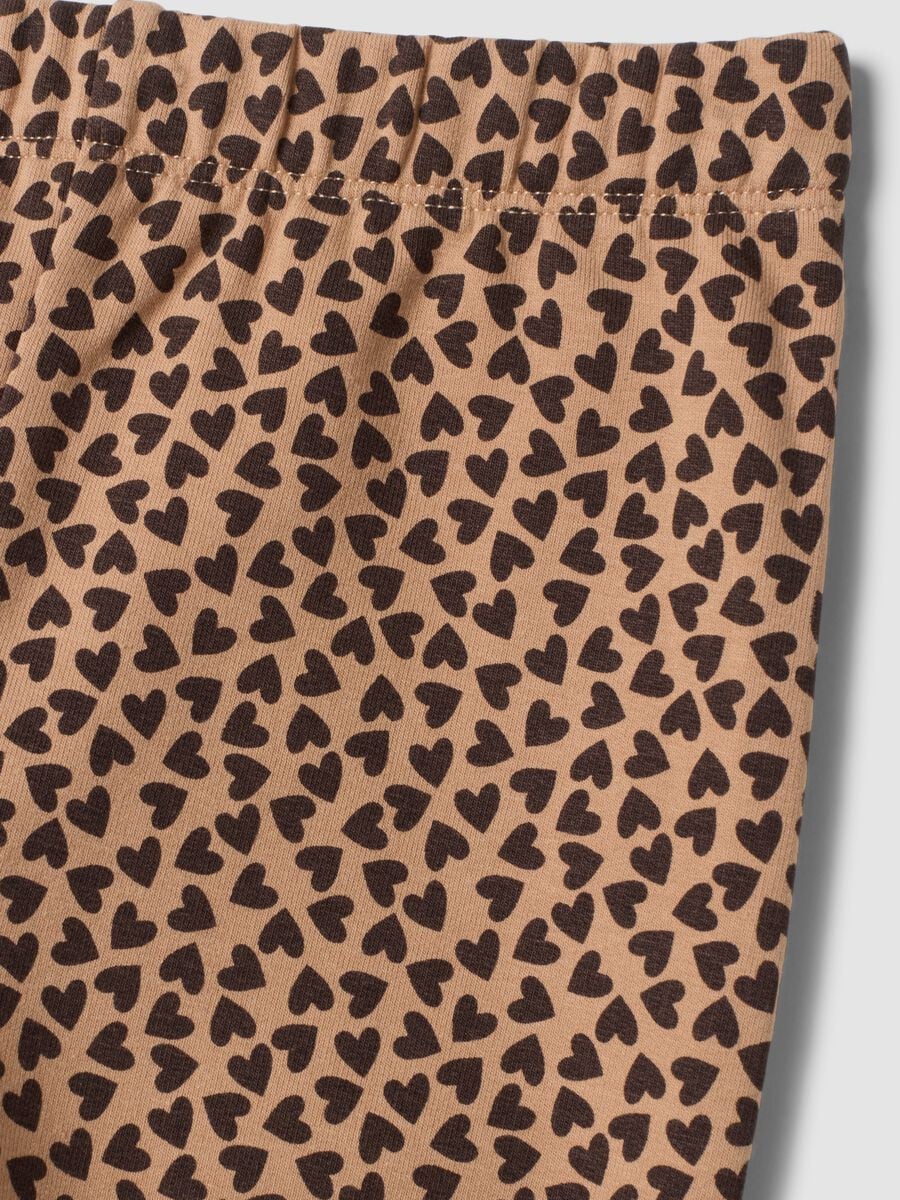 Brown stretch cotton leggings with heart print_2