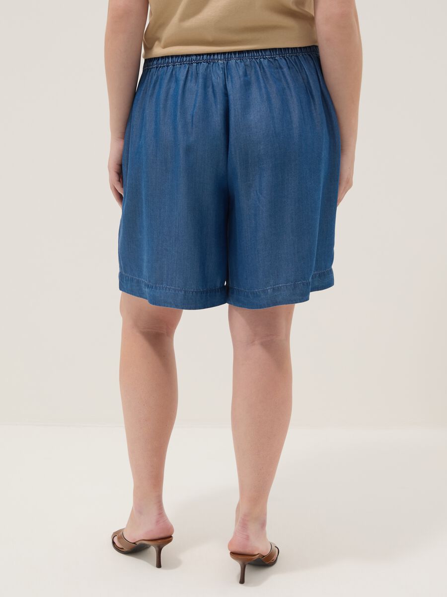Blue pure lyocell shorts with elasticated waist, relaxed fit_2