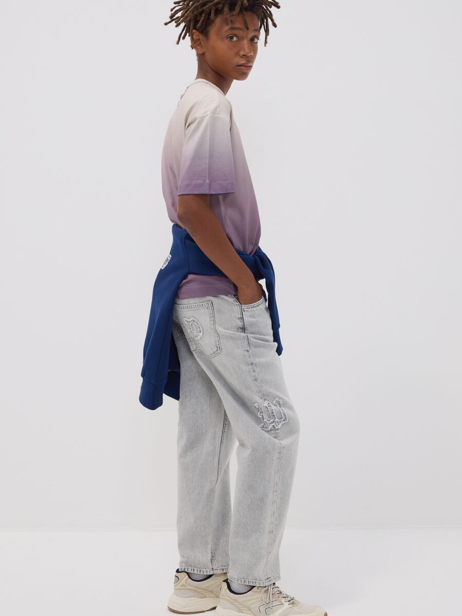 Jean denim gris 100 % coton &agrave; taille &eacute;lastiqu&eacute;e pour gar&ccedil;on, coupe skater_1