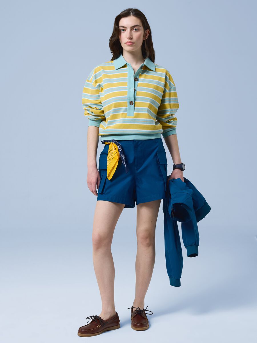 ALTAVIA SAILING Cargo-Shorts in Blau aus reiner Baumwolle mit elastischem Bund_0