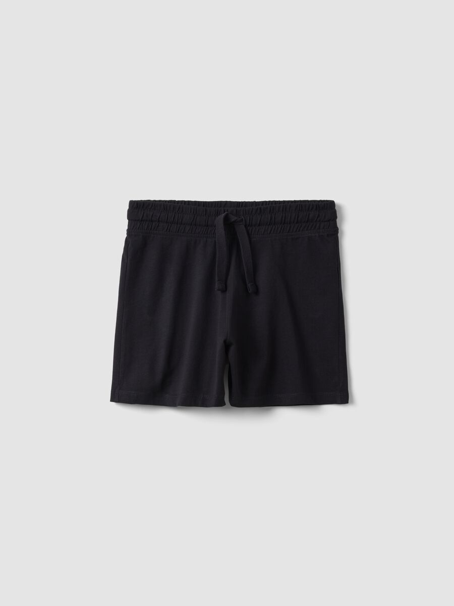 Pantal&oacute;n corto negro de algod&oacute;n puro para ni&ntilde;a, corte regular_3