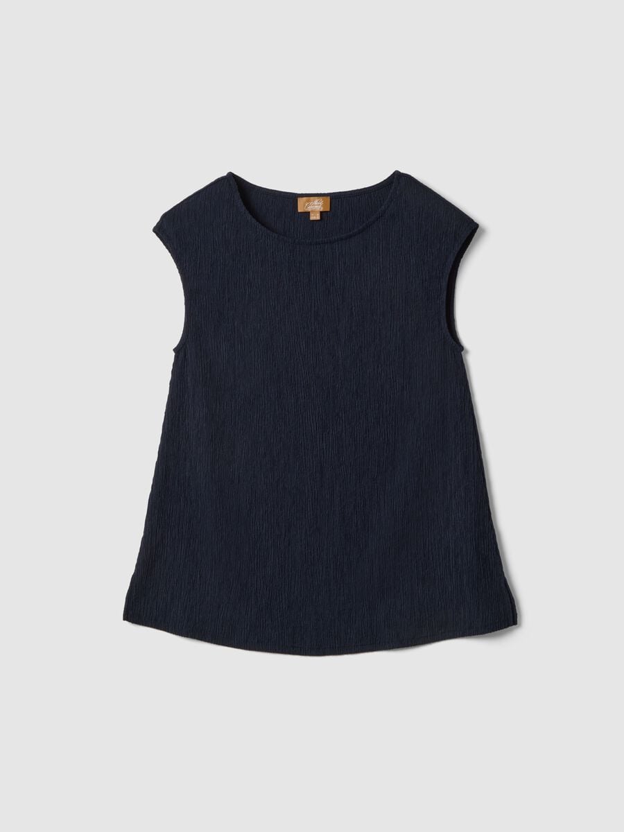 Blaue &auml;rmellose Umstands-T-Shirt im regul&auml;ren Schnitt_4