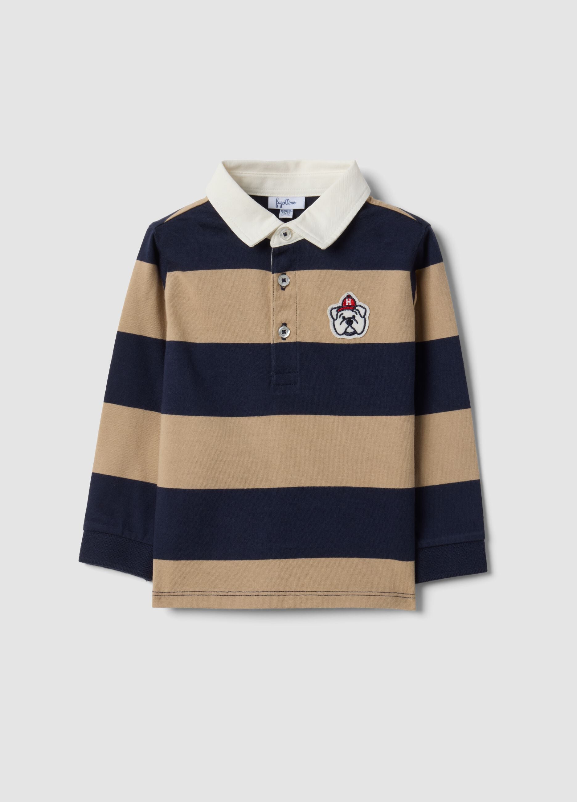 Blue striped polo shirt in pure organic cotton for baby boy