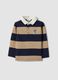 Blue striped polo shirt in pure organic cotton for baby boy_0