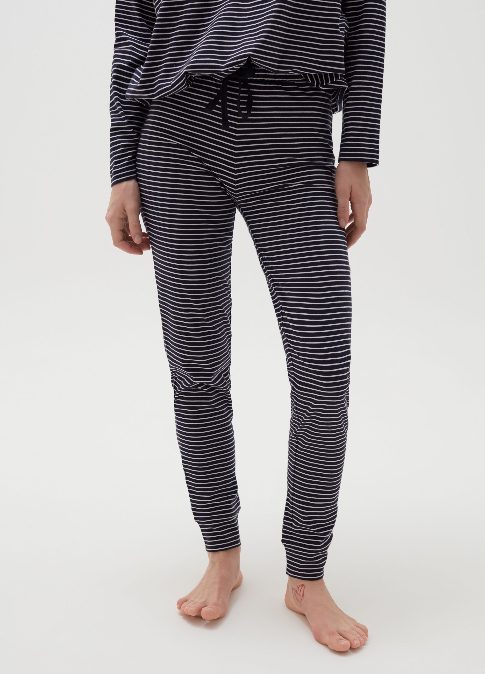 Striped cotton pyjama bottoms