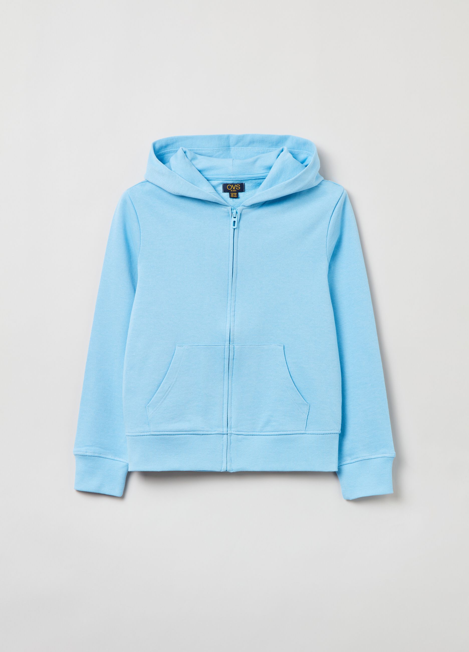 OVS KIDS Teen Girl's Light Blue Fitness full-zip sweatshirt in French terry  with hood