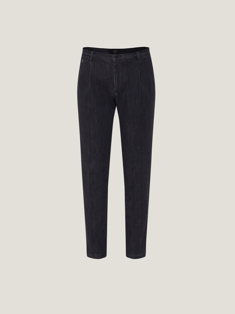 Chino trousers in denim with darts_3