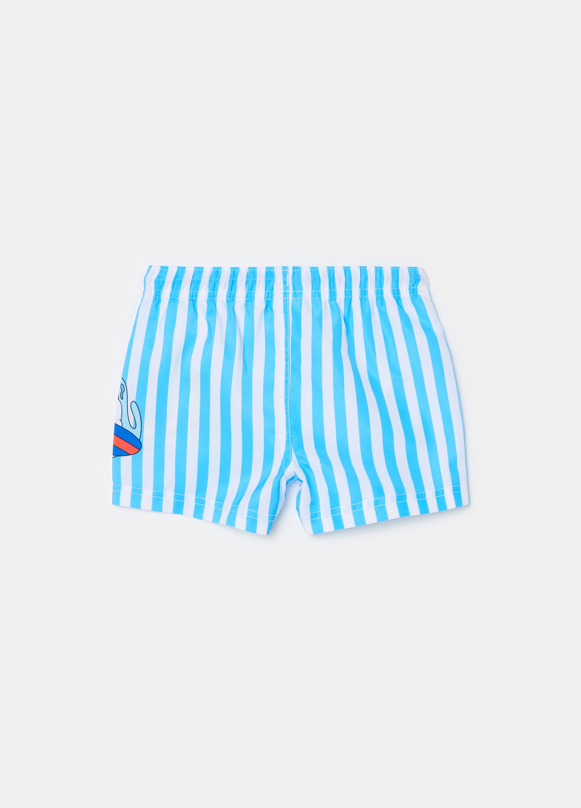 Striped swimming trunks with Donald Duck 90 print