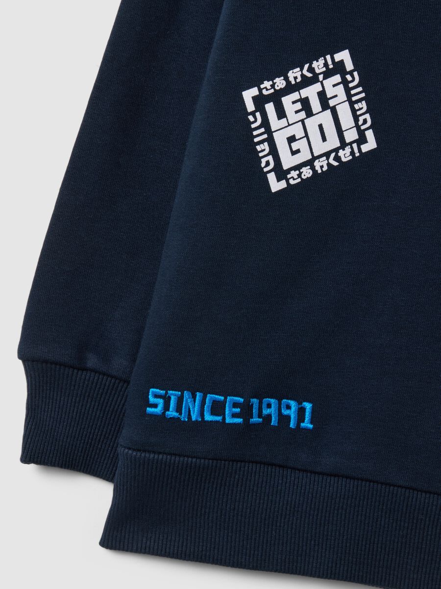 Felpa in misto cotone blu da bambino oversize fit con stampa Sonic_3