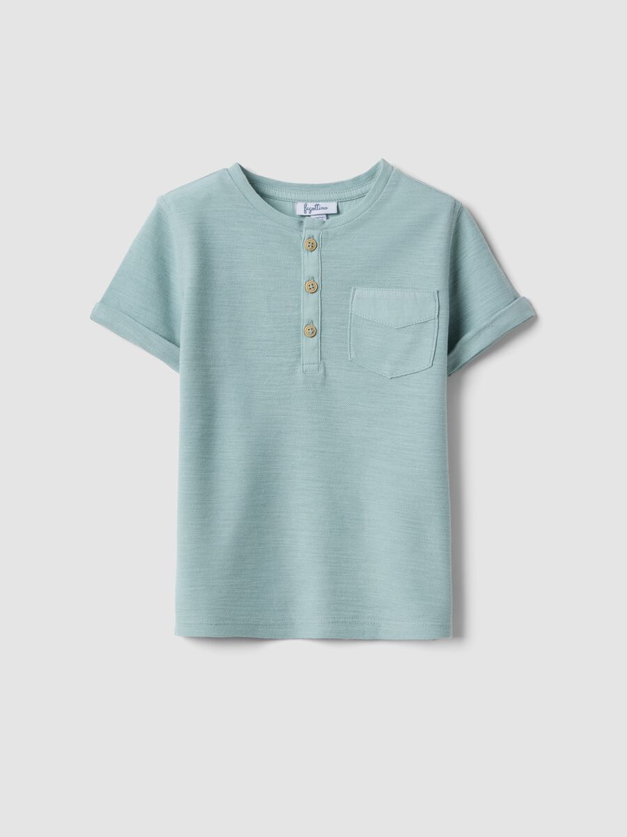 Boy's Regular Fit Light Blue Pure Cotton T-shirt with Pocket_0