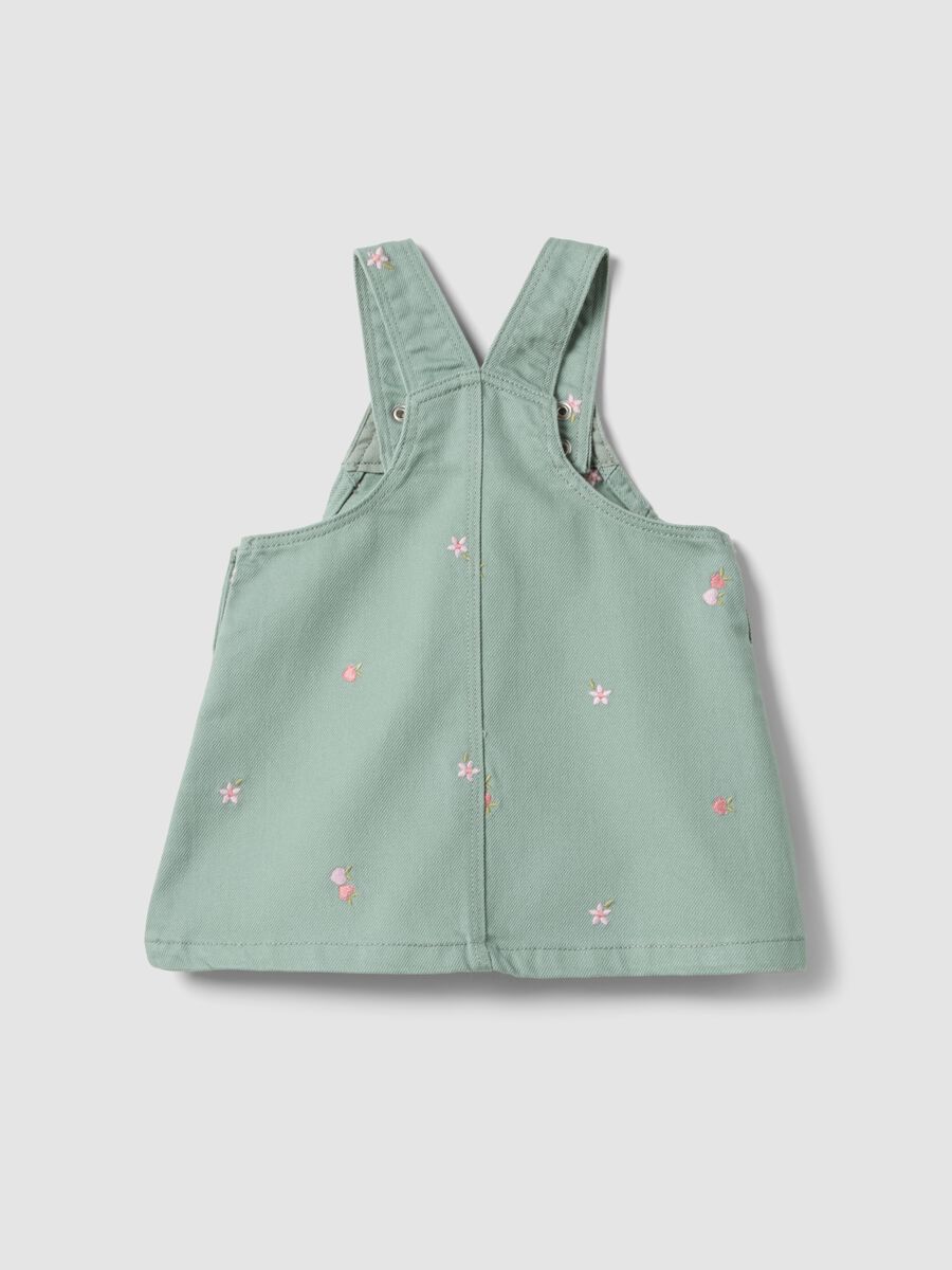 Green Pure Cotton Baby Skirt with Straps and Embroidery_1