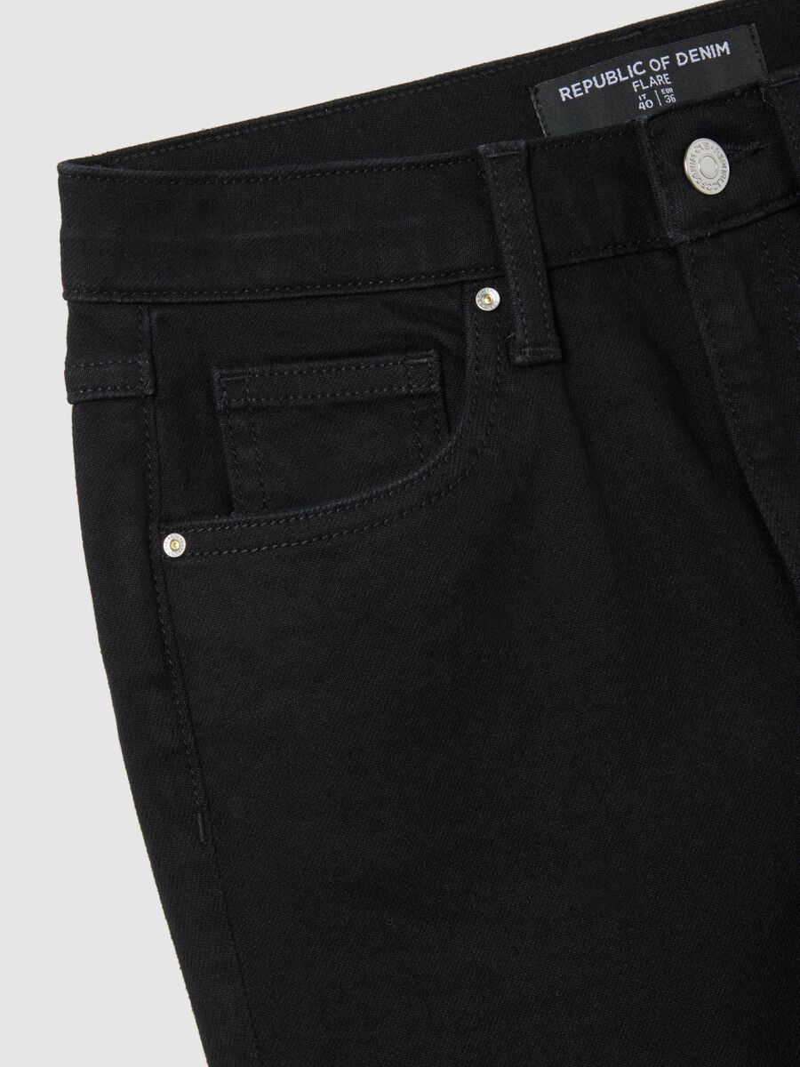 Black wide leg jeans in stretch cotton_5