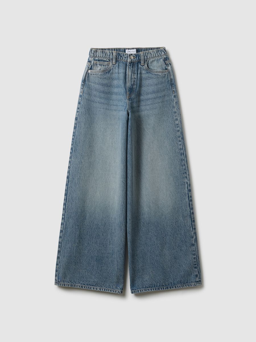 Pure Cotton Blue Wide Leg Denim Jeans_5