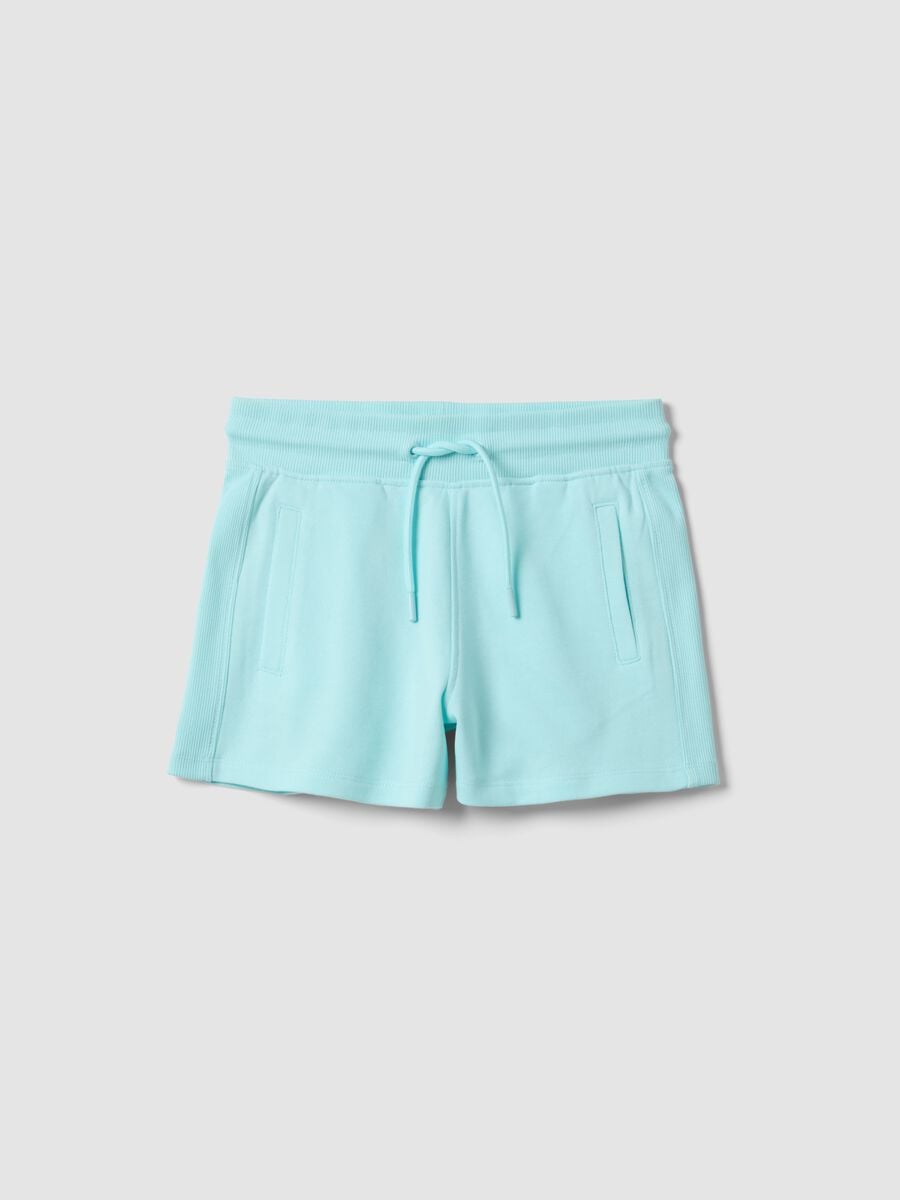 Light blue pure organic cotton girls&rsquo; shorts with elasticated waist_0