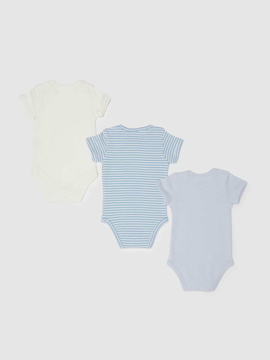 Multicoloured pure cotton baby bodysuit tripack with button closure_1